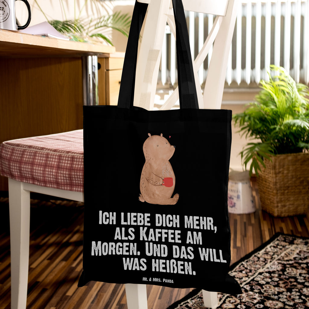 Tragetasche Bär Morgenkaffee Beuteltasche, Beutel, Einkaufstasche, Jutebeutel, Stoffbeutel, Liebe, Partner, Freund, Freundin, Ehemann, Ehefrau, Heiraten, Verlobung, Heiratsantrag, Liebesgeschenk, Jahrestag, Hocheitstag, Valentinstag, Geschenk für Frauen, Hochzeitstag, Mitbringsel, Geschenk für Freundin, Geschenk für Partner, Liebesbeweis, für Männer, für Ehemann