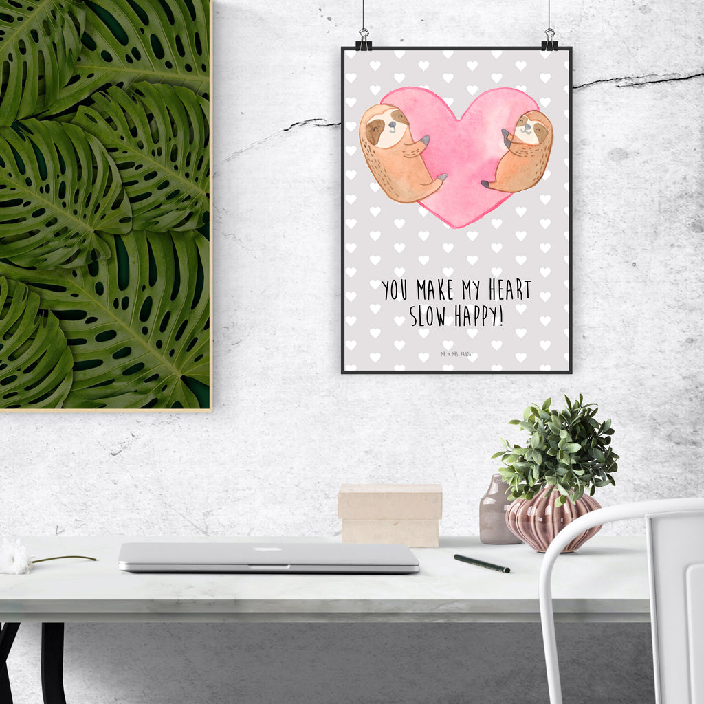 Poster Faultiere Herz Valentinstag, Geschenk für Frauen, Liebesgeschenk, Jahrestag, Hochzeitstag, Mitbringsel, Geschenk für Freundin, Geschenk für Partner, Freund, Liebesbeweis, für Männer, für Ehemann Poster, Wandposter, Bild, Wanddeko, Küchenposter, Kinderposter, Wanddeko Bild, Raumdekoration, Wanddekoration, Handgemaltes Poster, Mr. & Mrs. Panda Poster, Designposter, Kunstdruck, Posterdruck  Liebe,  Partner, Freund, Freundin, Ehemann, Ehefrau, Heiraten, Verlobung, Heiratsantrag, Liebesgeschenk, Jahrestag, Hocheitstag