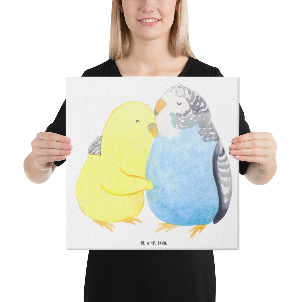 Leinwand Bild Wellensittich Liebe Leinwand, Bild, Kunstdruck, Wanddeko, Dekoration, Liebe, Partner, Freund, Freundin, Ehemann, Ehefrau, Heiraten, Verlobung, Heiratsantrag, Liebesgeschenk, Jahrestag, Hocheitstag, Vögel, Wellensittich, Nähe, Kuscheln, Vertrauen