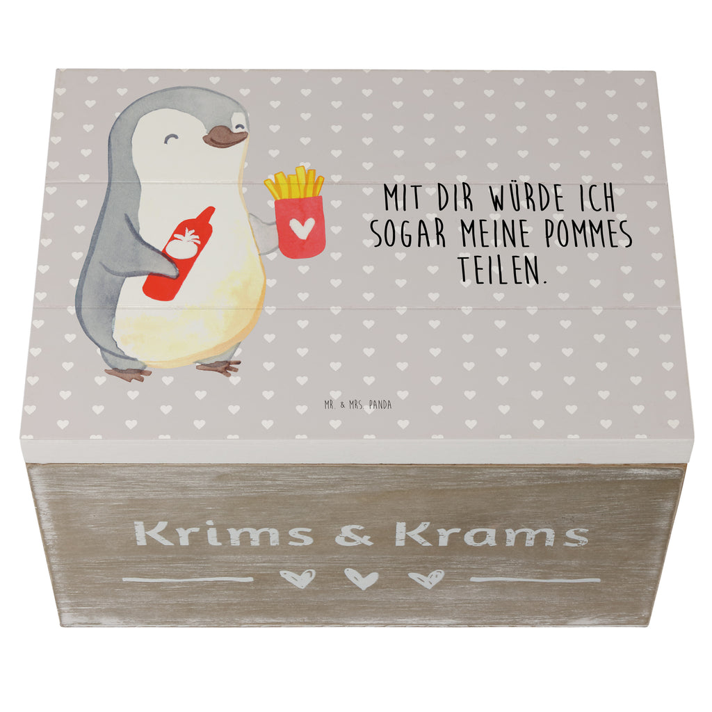 Holzkiste Pinguin Pommes Valentinstag, Geschenk für Frauen, Liebesgeschenk, Jahrestag, Hochzeitstag, Mitbringsel, Geschenk für Freundin, Geschenk für Partner, Freund, Liebesbeweis, für Männer, für Ehemann Holzkiste, Kiste, Schatzkiste, Truhe, Schatulle, XXL,  Erinnerungsbox, Erinnerungskiste, Dekokiste, Aufbewahrungsbox  Liebe,  Partner, Freund, Freundin, Ehemann, Ehefrau, Heiraten, Verlobung, Heiratsantrag, Liebesgeschenk, Jahrestag, Hocheitstag
