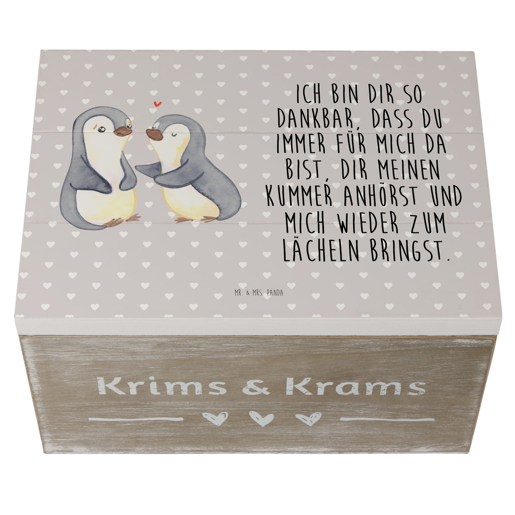 Holzkiste Pinguine trösten Holzkiste, Kiste, Schatzkiste, Truhe, Schatulle, XXL, Erinnerungsbox, Erinnerungskiste, Dekokiste, Aufbewahrungsbox, Liebe, Partner, Freund, Freundin, Ehemann, Ehefrau, Heiraten, Verlobung, Heiratsantrag, Liebesgeschenk, Jahrestag, Hocheitstag, Valentinstag, Geschenk für Frauen, Hochzeitstag, Mitbringsel, Geschenk für Freundin, Geschenk für Partner, Liebesbeweis, für Männer, für Ehemann