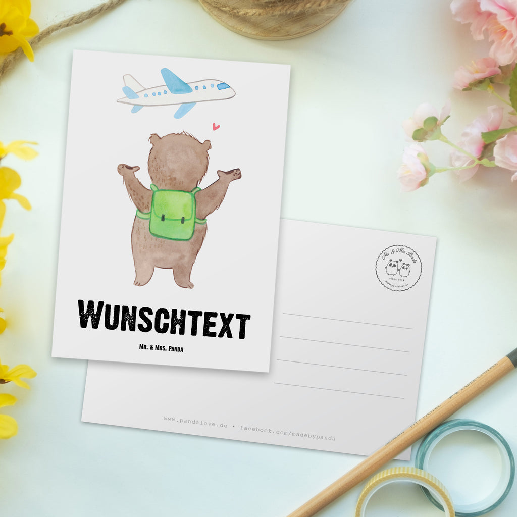 Personalisierte Postkarte Bär Flugzeug Postkarte mit Namen, Postkarte bedrucken, Postkarte mit Wunschtext, Postkarte personalisierbar, Geschenkkarte mit Namen, Grußkarte mit Namen, Karte mit Namen, Einladung mit Namen, Ansichtskarte mit Namen, Geschenkkarte mit Wunschtext, Grußkarte mit Wunschtext, Karte mit Wunschtext, Einladung mit Wunschtext, Ansichtskarte mit Wunschtext, Liebe, Partner, Freund, Freundin, Ehemann, Ehefrau, Heiraten, Verlobung, Heiratsantrag, Liebesgeschenk, Jahrestag, Hocheitstag, Valentinstag, Geschenk für Frauen, Hochzeitstag, Mitbringsel, Geschenk für Freundin, Geschenk für Partner, Liebesbeweis, für Männer, für Ehemann