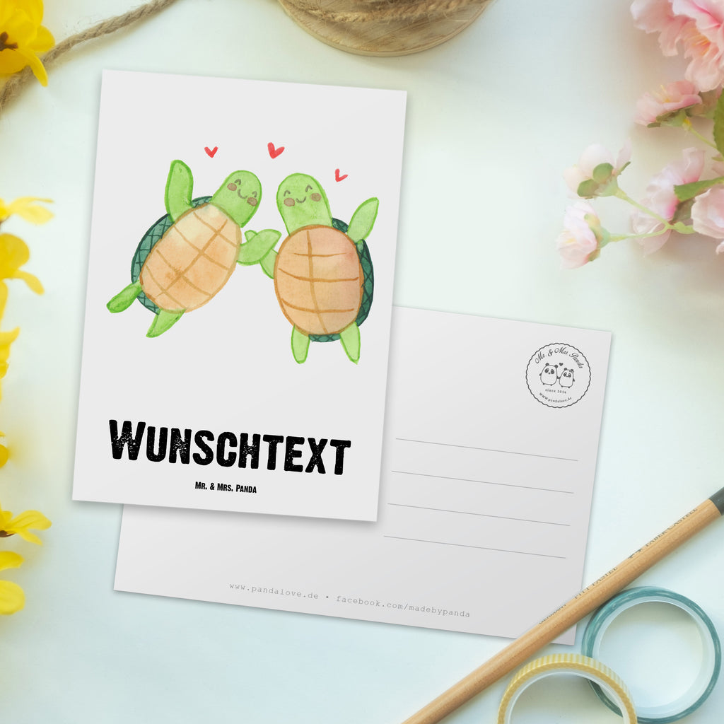 Personalisierte Postkarte Schildkröten Paar Postkarte mit Namen, Postkarte bedrucken, Postkarte mit Wunschtext, Postkarte personalisierbar, Geschenkkarte mit Namen, Grußkarte mit Namen, Karte mit Namen, Einladung mit Namen, Ansichtskarte mit Namen, Geschenkkarte mit Wunschtext, Grußkarte mit Wunschtext, Karte mit Wunschtext, Einladung mit Wunschtext, Ansichtskarte mit Wunschtext, Liebe, Partner, Freund, Freundin, Ehemann, Ehefrau, Heiraten, Verlobung, Heiratsantrag, Liebesgeschenk, Jahrestag, Hocheitstag, Valentinstag, Geschenk für Frauen, Hochzeitstag, Mitbringsel, Geschenk für Freundin, Geschenk für Partner, Liebesbeweis, für Männer, für Ehemann
