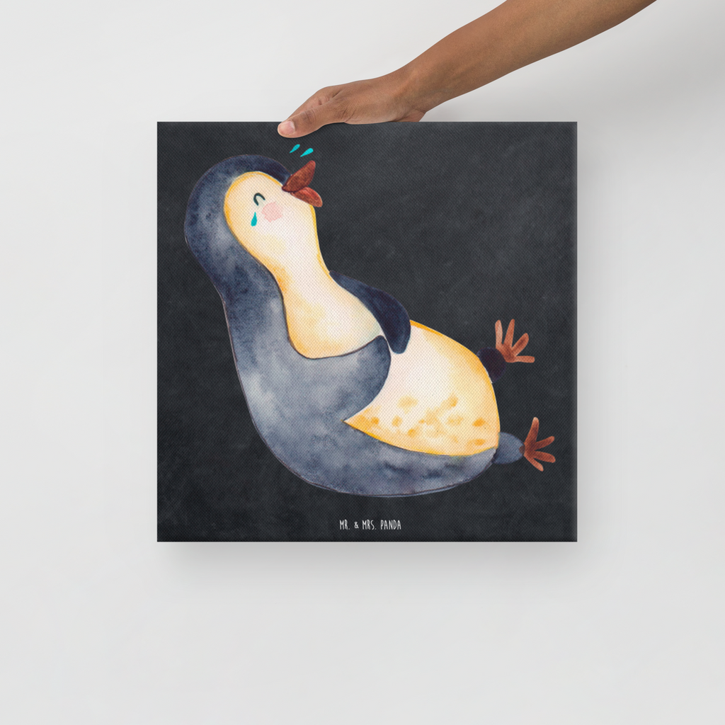 Leinwand Bild Pinguin lachend Leinwand, Bild, Kunstdruck, Wanddeko, Dekoration, Pinguin, Pinguine, lustiger Spruch, Optimismus, Fröhlich, Lachen, Humor, Fröhlichkeit