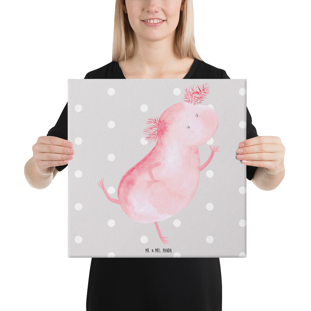 Leinwand Bild Axolotl tanzt Axolotl, Axolot, Schwanzlurch, Lurch, Lurche, Dachschaden, Sterne, verrückt, Freundin, beste Freundin Leinwand, Bild, Kunstdruck, Wanddeko, Dekoration  Axolotl, Molch
