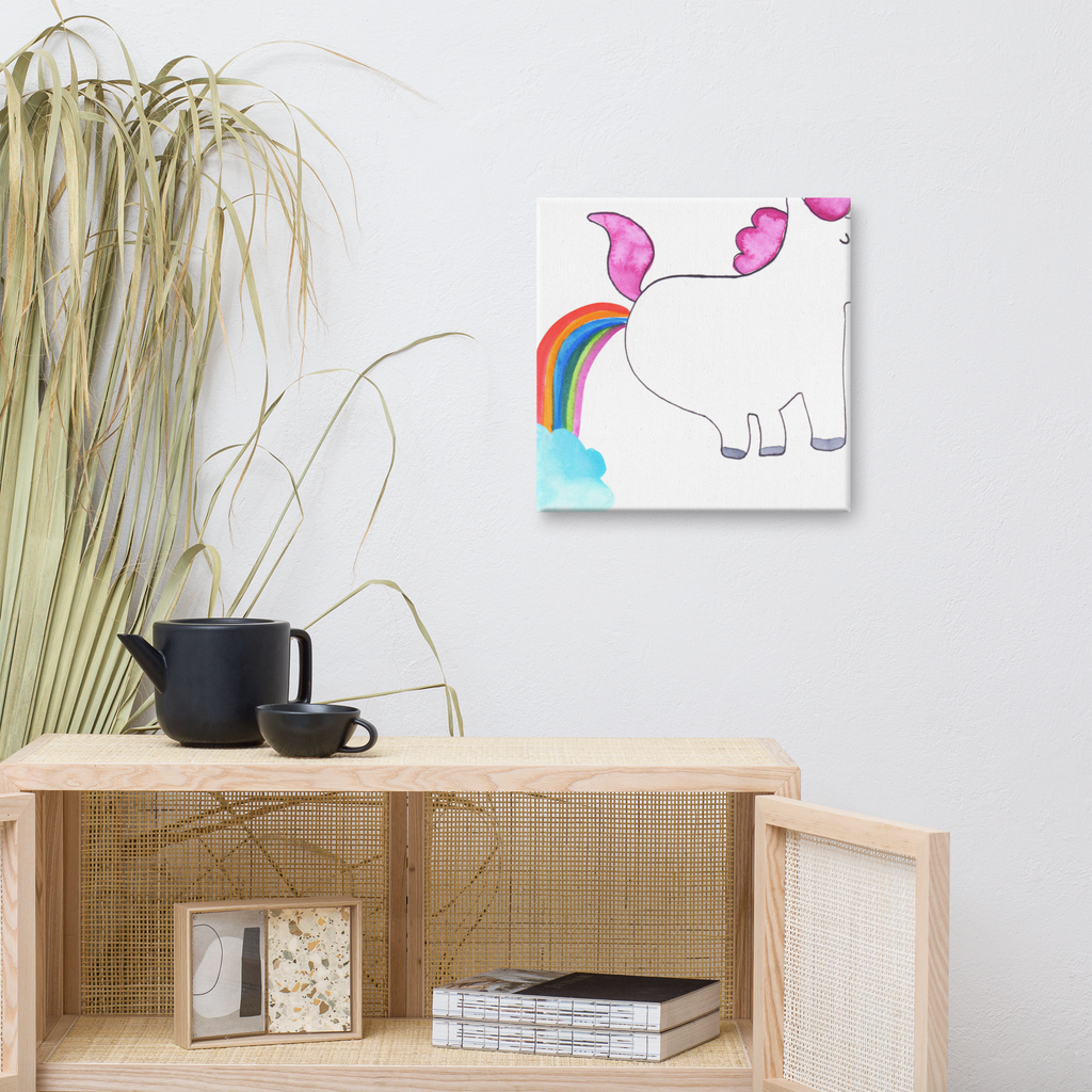 Leinwand Bild Einhorn Pupsend Leinwand, Bild, Kunstdruck, Wanddeko, Dekoration, Einhorn, Einhörner, Einhorn Deko, Pegasus, Unicorn, Pups, Regenbogen, Glitzer, Einhornpower, Erwachsenwerden, Spaß, lustig, Freundin