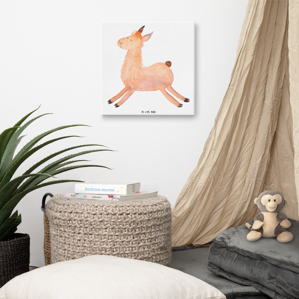 Leinwand Bild Lama springend Leinwand, Bild, Kunstdruck, Wanddeko, Dekoration, Lama, Alpaka, Lamas, Lieblingstag, Happy day, fröhlich, Glück, Freundin, Liebeskummer, Neustart, guten Morgen, Start, Prüfung, Abitur