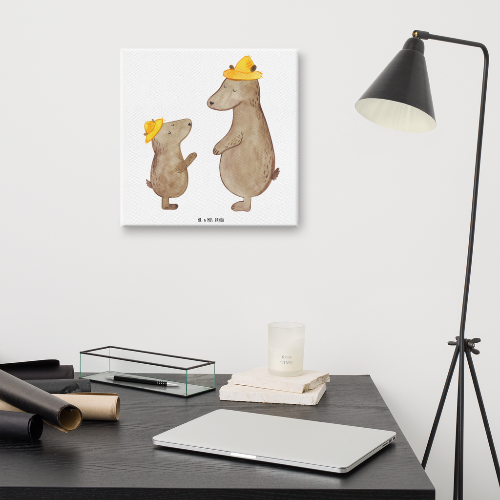 Leinwand Bild Bären mit Hut Leinwand, Bild, Kunstdruck, Wanddeko, Dekoration, Familie, Vatertag, Muttertag, Bruder, Schwester, Mama, Papa, Oma, Opa, Bär, Bären, Vater, Papi, Paps, Dad, Daddy, Lieblingsmensch, Sohn, Söhne, Kind, Kinder, Vater-Sohn, Family, Vorbild