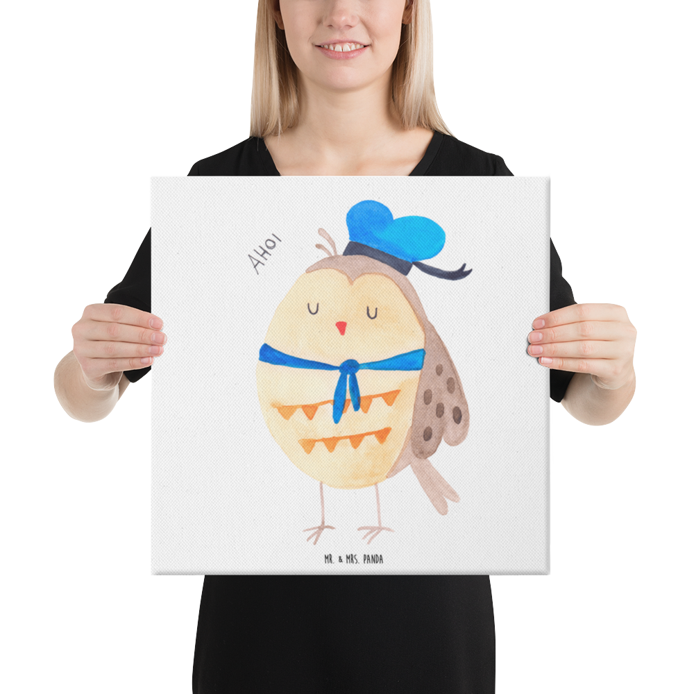 Leinwand Bild Eule Matrosen Leinwand, Bild, Kunstdruck, Wanddeko, Dekoration, Eule, Eule Spruch, Eule Deko, Owl, Wortspiel lustig, Matrose, Freundin, Ehe, Seefahrer, Heimathafen, Hochzeitstag Geschenk