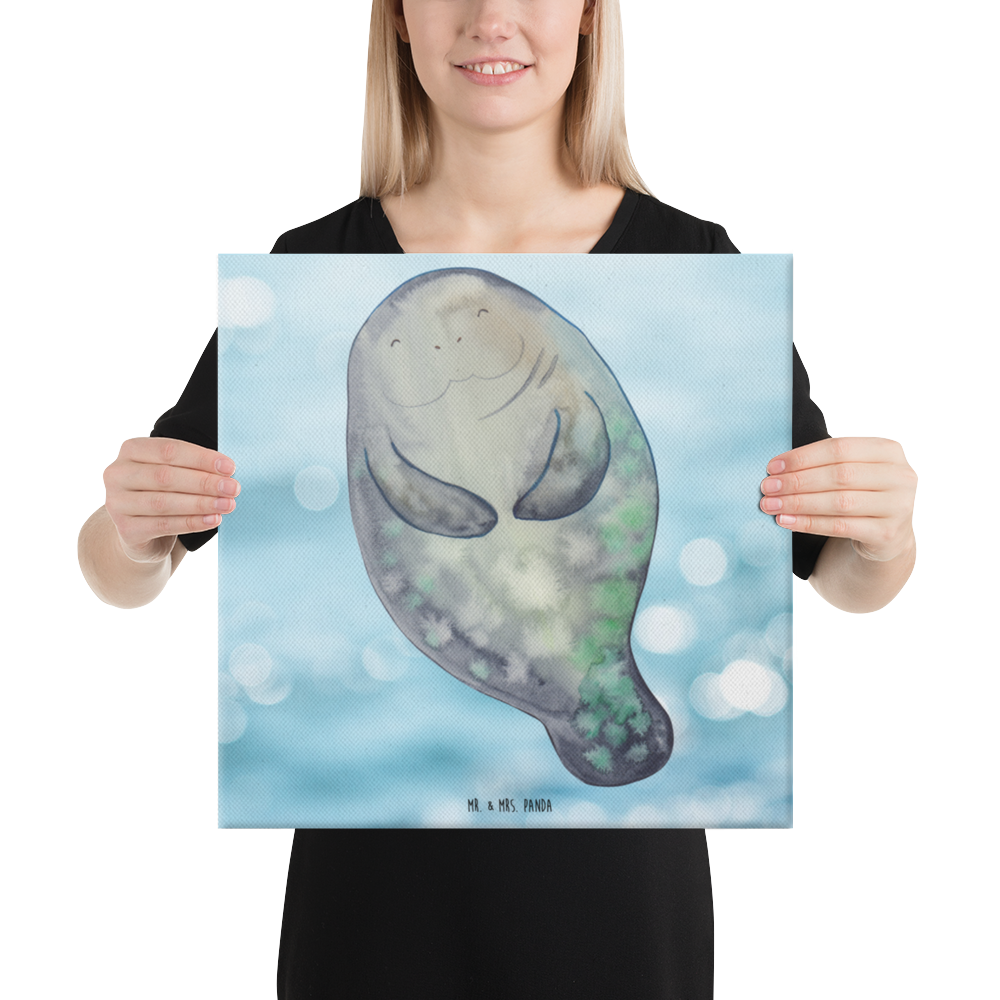 Leinwand Bild Seekuh happy Leinwand, Bild, Kunstdruck, Wanddeko, Dekoration, Meerestiere, Meer, Urlaub, Seekuh, Seekühe, Selbstliebe, Respekt, Neuanfang, Neustart, Achtsamkeit, Zufrieden, Liebeskummer, Freundin