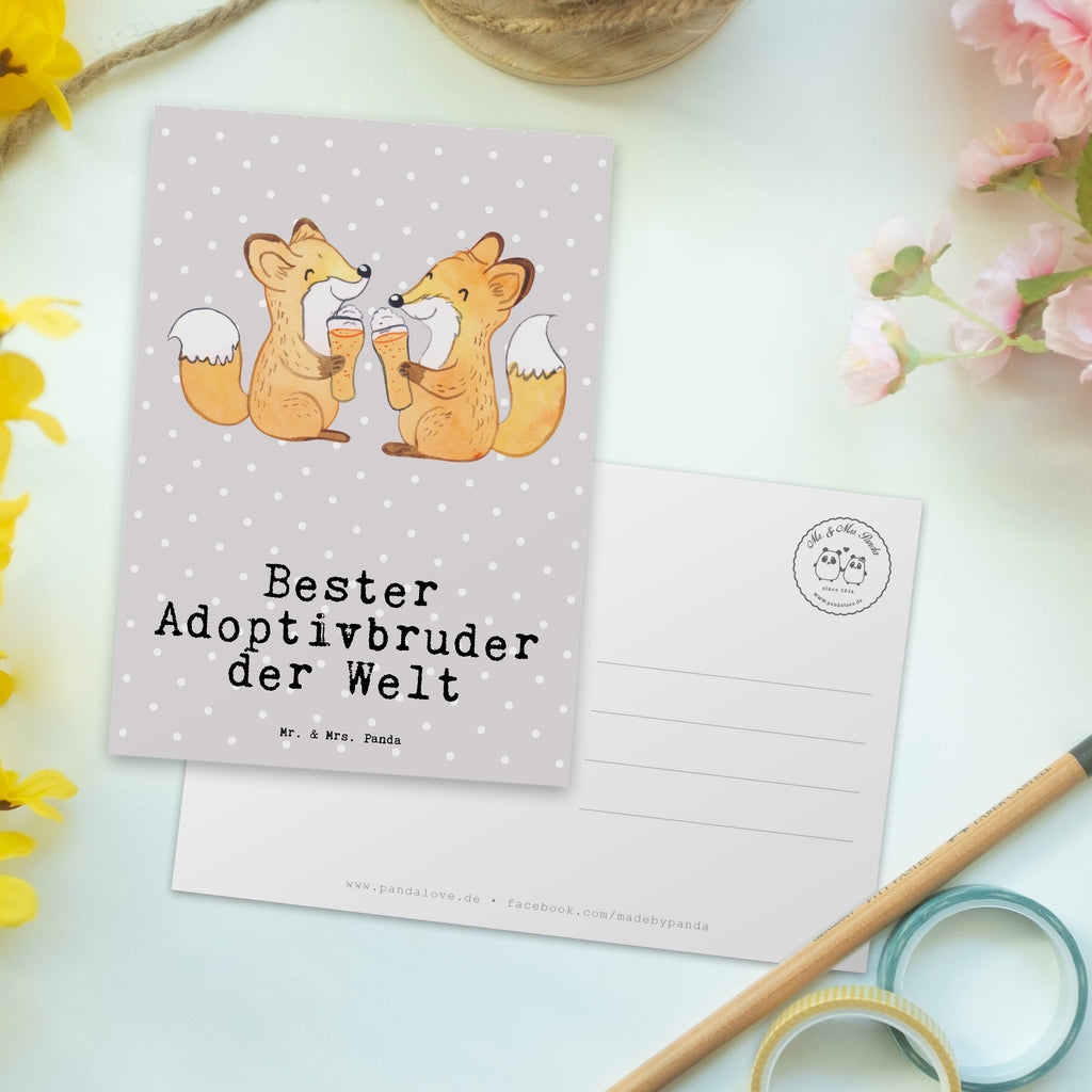 Postkarte Fuchs Bester Adoptivbruder der Welt Geschenkkarte, Grußkarte, Karte, Einladung, Ansichtskarte, Geburtstagskarte, Einladungskarte, für, Dankeschön, Geschenk, Schenken, Geburtstag, Geburtstagsgeschenk, Geschenkidee, Danke, Bedanken, Mitbringsel, Freude machen, Geschenktipp, Adoptivbruder, adoptiert, Bruder, Brudi, Geschwister, Bruderherz, Schwester, Familie, Kleinigkeit, Brother, Bester, Sohn