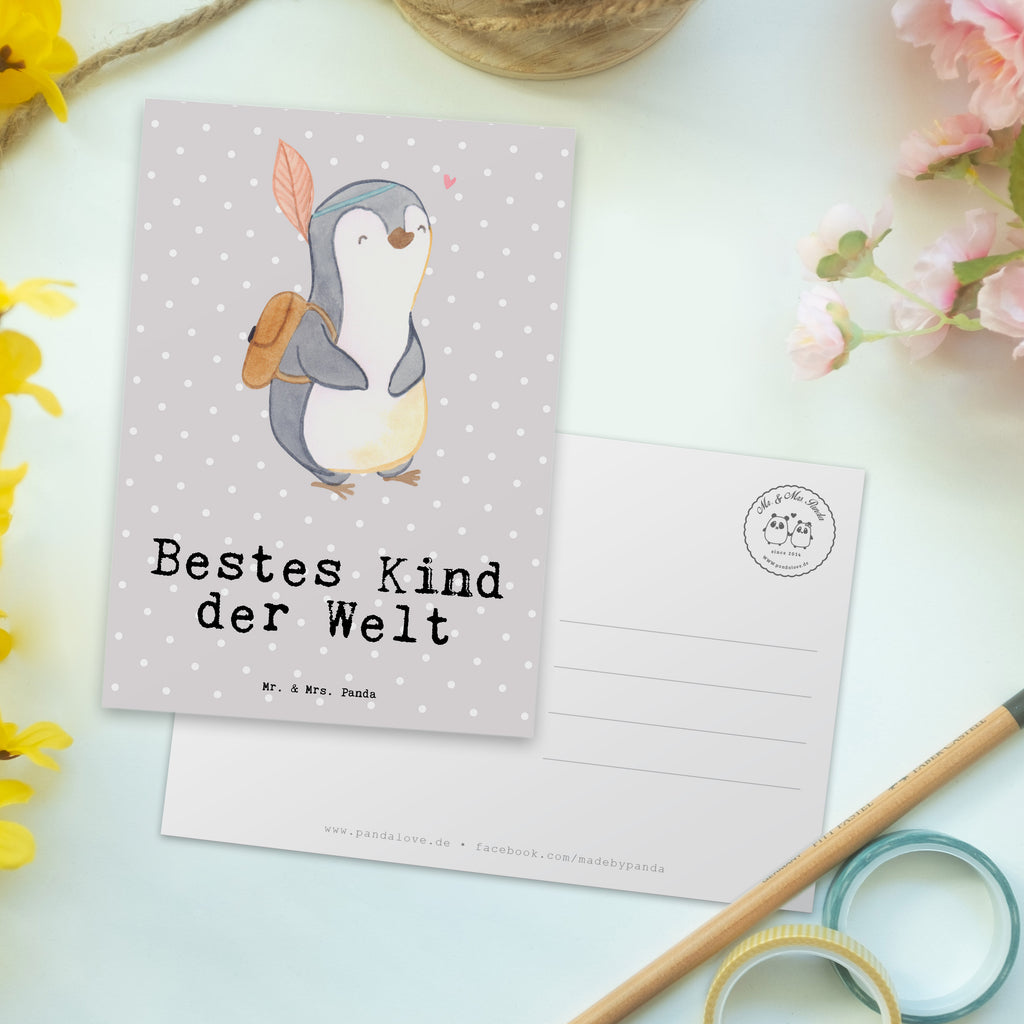 Postkarte Pinguin Bestes Kind der Welt Geschenkkarte, Grußkarte, Karte, Einladung, Ansichtskarte, Geburtstagskarte, Einladungskarte, Dankeskarte, für, Dankeschön, Geschenk, Schenken, Geburtstag, Geburtstagsgeschenk, Geschenkidee, Danke, Bedanken, Mitbringsel, Freude machen, Geschenktipp, Kinder, Kind, Kid, Kids, Kiddy, Bestes, Tochter, Sohn, Nachwuchs, Geburt, Liebling, Taufe
