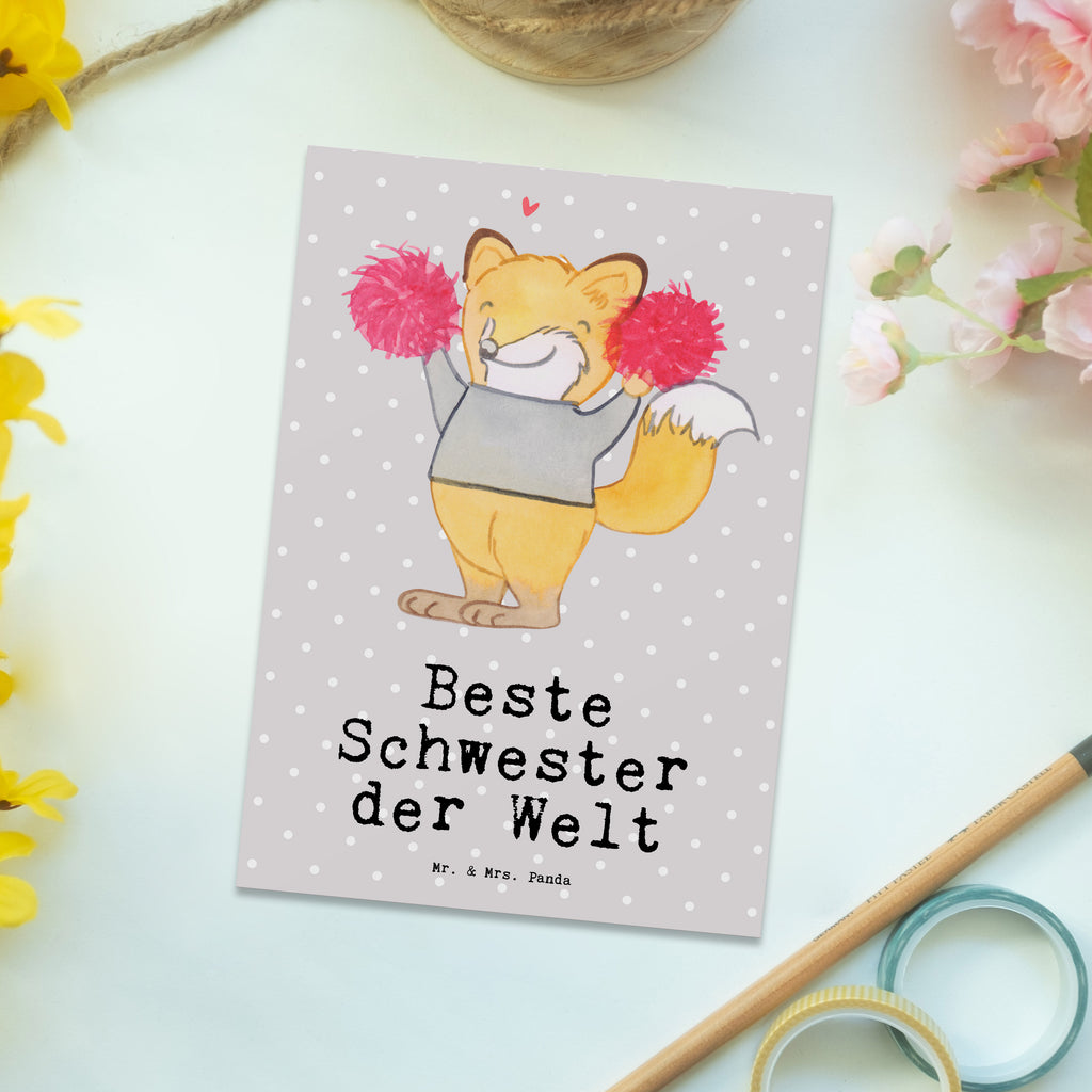 Postkarte Fuchs Beste Schwester der Welt Geschenkkarte, Grußkarte, Karte, Einladung, Ansichtskarte, Geburtstagskarte, Einladungskarte, Dankeskarte, für, Dankeschön, Geschenk, Schenken, Geburtstag, Geburtstagsgeschenk, Geschenkidee, Danke, Bedanken, Mitbringsel, Freude machen, Geschenktipp, Schwester, Geschwister, Schwesterherz, Sister, Familie, Kleinigkeit, Beste, Tochter