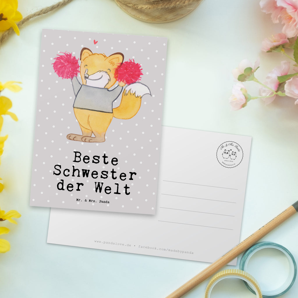 Postkarte Fuchs Beste Schwester der Welt Geschenkkarte, Grußkarte, Karte, Einladung, Ansichtskarte, Geburtstagskarte, Einladungskarte, Dankeskarte, für, Dankeschön, Geschenk, Schenken, Geburtstag, Geburtstagsgeschenk, Geschenkidee, Danke, Bedanken, Mitbringsel, Freude machen, Geschenktipp, Schwester, Geschwister, Schwesterherz, Sister, Familie, Kleinigkeit, Beste, Tochter