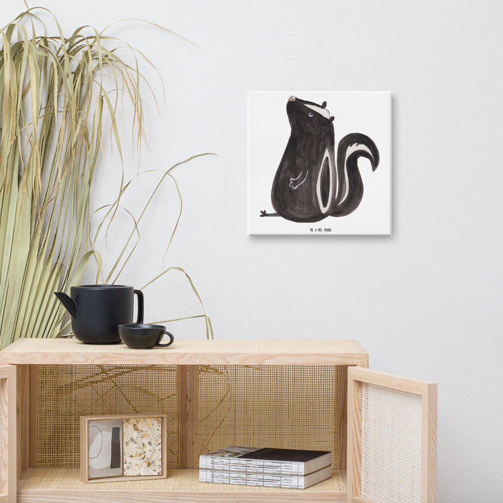 Leinwand Bild Stinktier sitzend Leinwand, Bild, Kunstdruck, Wanddeko, Dekoration, Stinktier, Skunk, Wildtier, Raubtier, Stinker, Stinki, Spruch, Büro, Recht, Besserwisser