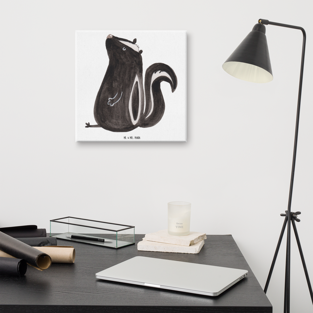 Leinwand Bild Stinktier sitzend Leinwand, Bild, Kunstdruck, Wanddeko, Dekoration, Stinktier, Skunk, Wildtier, Raubtier, Stinker, Stinki, Spruch, Büro, Recht, Besserwisser