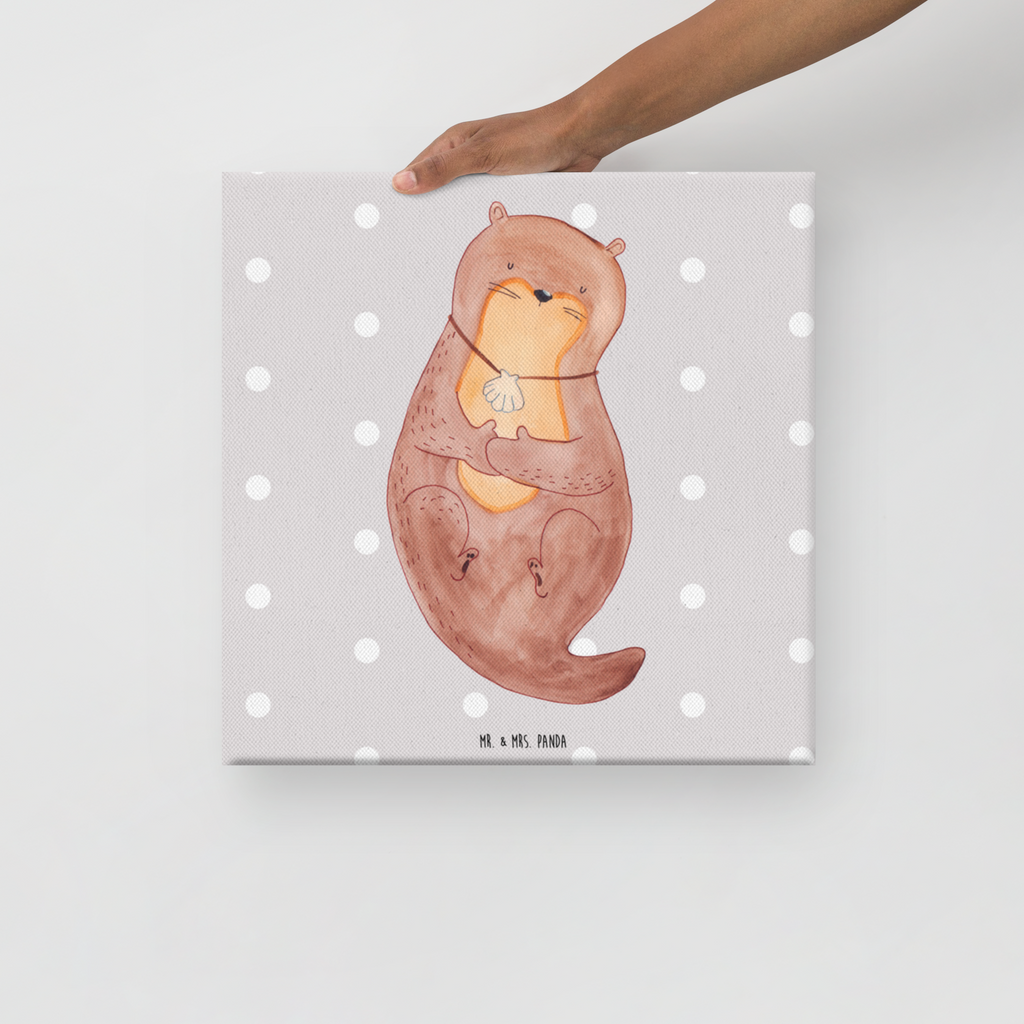 Leinwand Bild Otter mit Muschelmedaillon Leinwand, Bild, Kunstdruck, Wanddeko, Dekoration, Otter, Fischotter, Seeotter, Otterliebe, grübeln, träumen, Motivation, Tagträumen, Büro