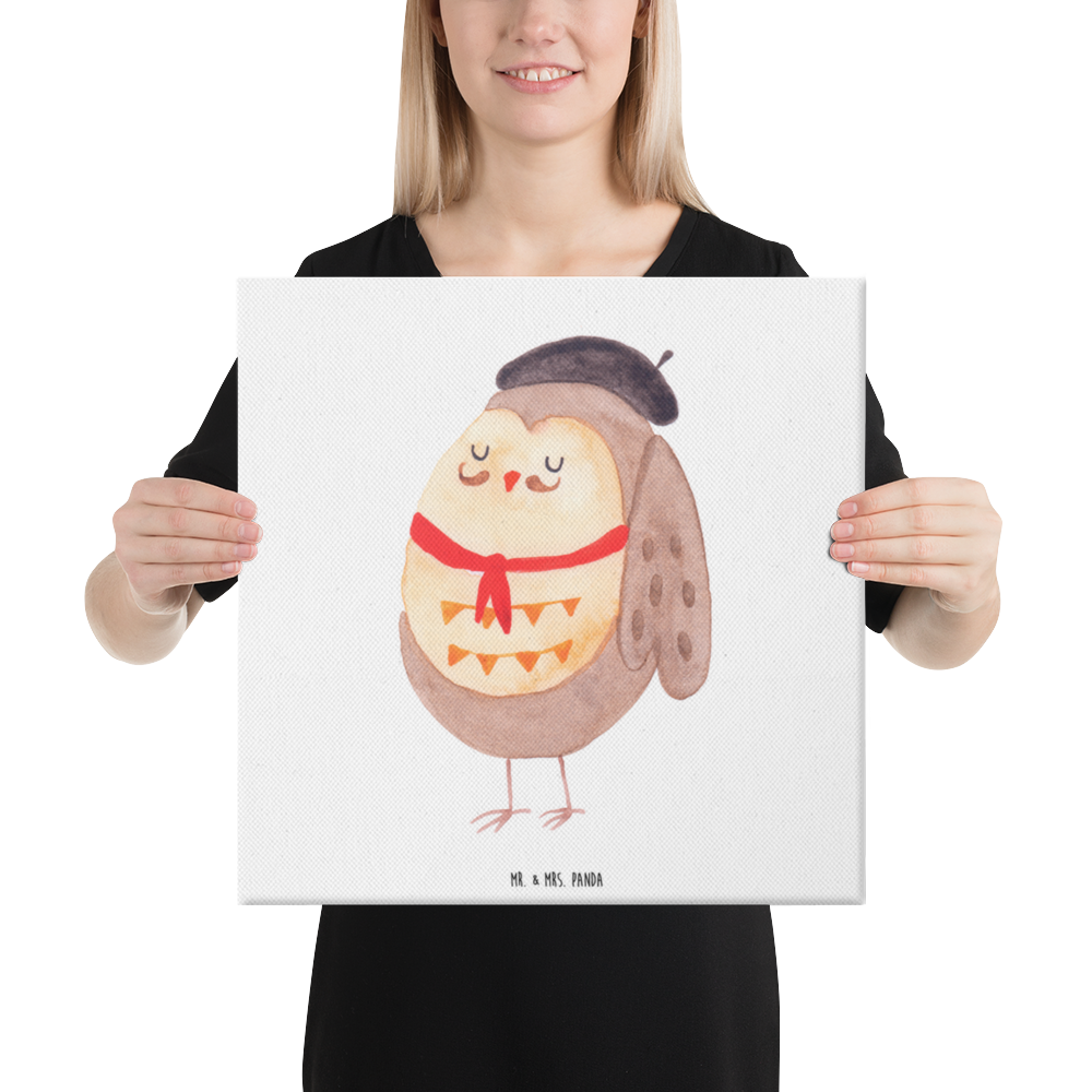 Leinwand Bild Eule Französisch Leinwand, Bild, Kunstdruck, Wanddeko, Dekoration, Eule, Eulen, Eule Deko, Owl, hibou, La vie est belle, das Leben ist schön, Spruch schön, Spruch Französisch, Frankreich