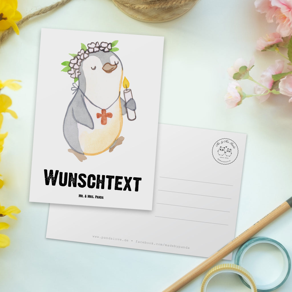 Personalisierte Postkarte Pinguin Kommunion Mädchen Postkarte mit Namen, Postkarte bedrucken, Postkarte mit Wunschtext, Postkarte personalisierbar, Geschenkkarte mit Namen, Grußkarte mit Namen, Karte mit Namen, Einladung mit Namen, Ansichtskarte mit Namen, Geschenkkarte mit Wunschtext, Grußkarte mit Wunschtext, Karte mit Wunschtext, Einladung mit Wunschtext, Ansichtskarte mit Wunschtext, Konfirmation, Kommunion, Jugendweihe, Konfirmation Geschenk, Gott, Gläubig, Alles Gute