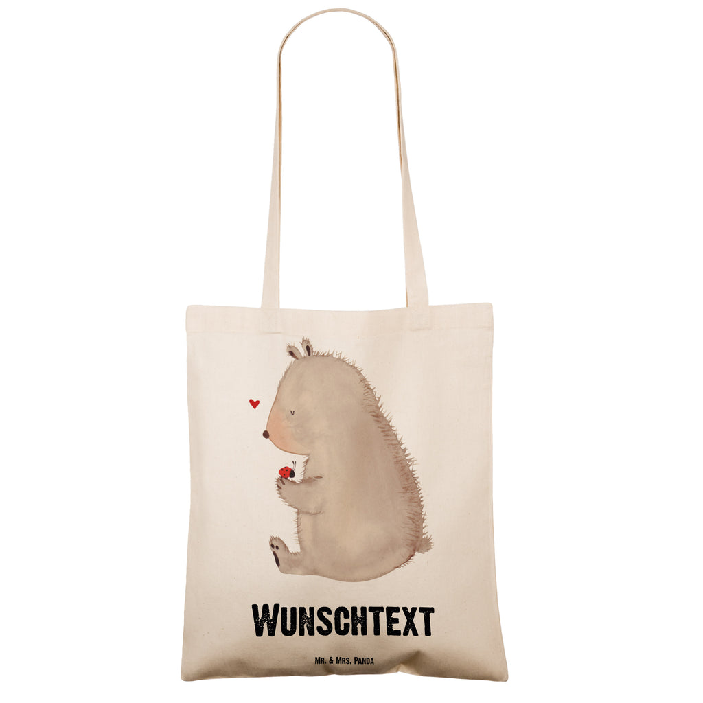 Personalisierte Tragetasche Bär mit Marienkäfer Personalisierte Beuteltasche, Personalisierter Beutel, Personalisierte Einkaufstasche, Personalisierter Jutebeutel, Personalisierter Stoffbeutel, Tragetasche mit Namen, Einkaufstasche mit Namen, Stoffbeutel mit Namen, Personalisierte Tasche, Personalisierte Jutetasche, Personalisierte Kindergartentasche, Bär, Teddy, Teddybär, Marienkäfer, Liebe, Freiheit, Motivation, Das Leben ist schön