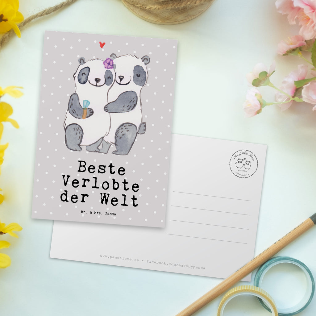 Postkarte Panda Beste Verlobte der Welt Geschenkkarte, Grußkarte, Karte, Einladung, Ansichtskarte, Geburtstagskarte, Einladungskarte, Dankeskarte, für, Dankeschön, Geschenk, Schenken, Geburtstag, Geburtstagsgeschenk, Geschenkidee, Danke, Bedanken, Mitbringsel, Freude machen, Geschenktipp, Verlobte, Verloben, Verlobung, Traumfrau, Frau, Freundin, Ehefrau, Zukünftige, Hochzeit, Ehe
