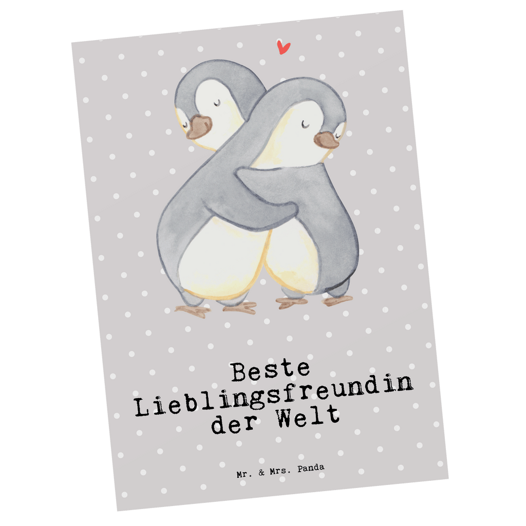 Postkarte Pinguin Beste Lieblingsfreundin der Welt Geschenkkarte, Grußkarte, Karte, Einladung, Ansichtskarte, Geburtstagskarte, Einladungskarte, Dankeskarte, für, Dankeschön, Geschenk, Schenken, Geburtstag, Geburtstagsgeschenk, Geschenkidee, Danke, Bedanken, Mitbringsel, Freude machen, Geschenktipp, Lieblingsfreundin, Freundin, Partnerin, Lieblingsmensch, Lieblings Mensch, Liebling, Partner, Bae, beste Freundin, Liebe, Herz, Love