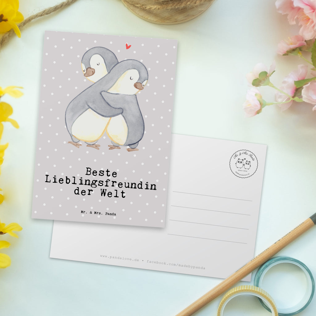 Postkarte Pinguin Beste Lieblingsfreundin der Welt Geschenkkarte, Grußkarte, Karte, Einladung, Ansichtskarte, Geburtstagskarte, Einladungskarte, Dankeskarte, für, Dankeschön, Geschenk, Schenken, Geburtstag, Geburtstagsgeschenk, Geschenkidee, Danke, Bedanken, Mitbringsel, Freude machen, Geschenktipp, Lieblingsfreundin, Freundin, Partnerin, Lieblingsmensch, Lieblings Mensch, Liebling, Partner, Bae, beste Freundin, Liebe, Herz, Love