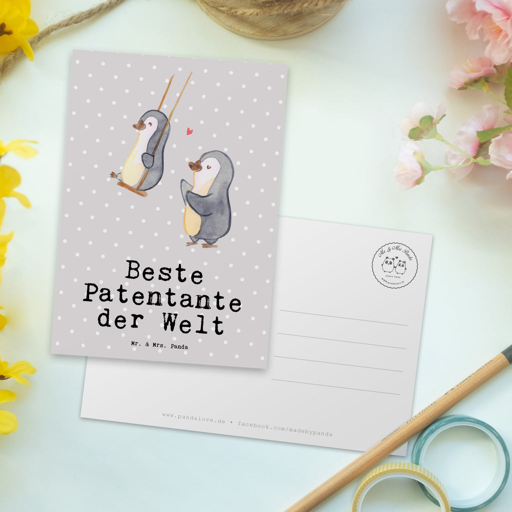Postkarte Pinguin Beste Patentante der Welt Geschenkkarte, Grußkarte, Karte, Einladung, Ansichtskarte, Geburtstagskarte, Einladungskarte, Dankeskarte, für, Dankeschön, Geschenk, Schenken, Geburtstag, Geburtstagsgeschenk, Geschenkidee, Danke, Bedanken, Mitbringsel, Freude machen, Geschenktipp, Patentante, Paten Tante, Lieblingstante, Taufpartner, Taufe, Familie, Kleinigkeit, Nichte, Neffe