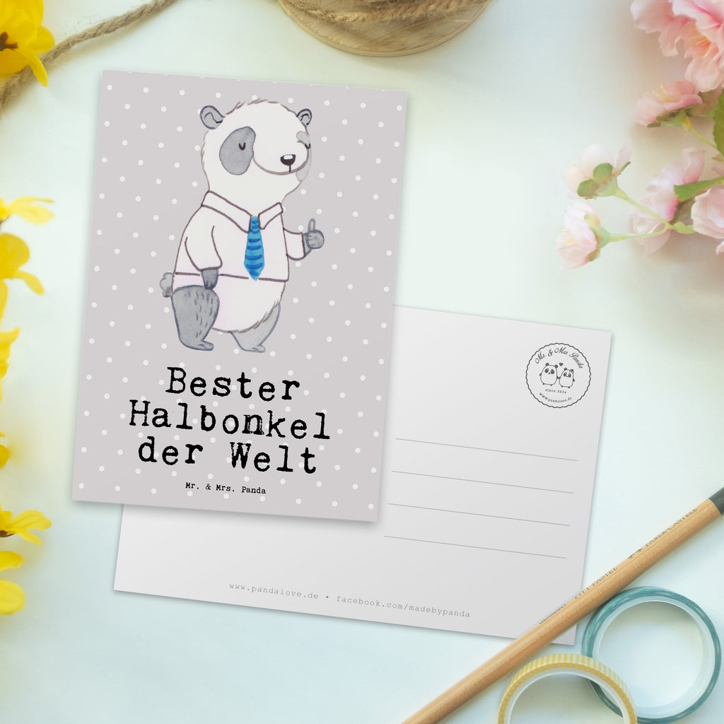 Postkarte Panda Bester Halbonkel der Welt Geschenkkarte, Grußkarte, Karte, Einladung, Ansichtskarte, Geburtstagskarte, Einladungskarte, für, Dankeschön, Geschenk, Schenken, Geburtstag, Geburtstagsgeschenk, Geschenkidee, Danke, Bedanken, Mitbringsel, Freude machen, Geschenktipp, Onkel, bester Onkel, Halbonkel, Stiefonkel, Stief, Stiefgeschwister, Familie, Kleinigkeit