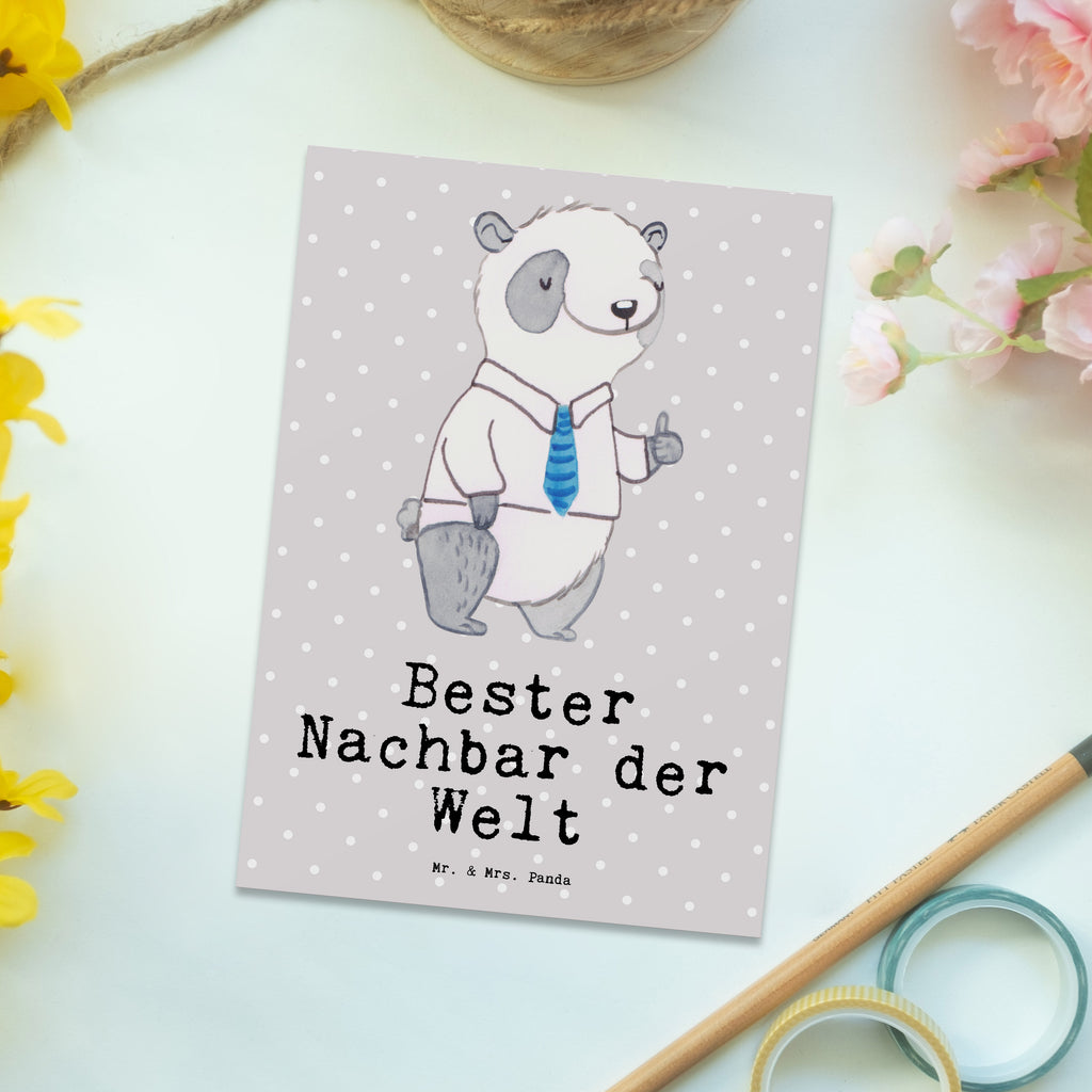 Postkarte Panda Bester Nachbar der Welt Geschenkkarte, Grußkarte, Karte, Einladung, Ansichtskarte, Geburtstagskarte, Einladungskarte, für, Dankeschön, Geschenk, Schenken, Geburtstag, Geburtstagsgeschenk, Geschenkidee, Danke, Bedanken, Mitbringsel, Freude machen, Geschenktipp, Nachbar, Nachbarn, Nachbarschaft, Freund, Angrenzer, Anwohner, Bewohner, Freundschaft