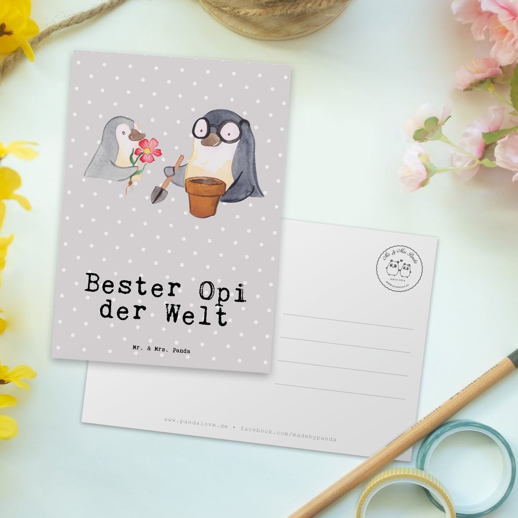 Postkarte Pinguin Bester Opi der Welt Geschenkkarte, Grußkarte, Karte, Einladung, Ansichtskarte, Geburtstagskarte, Einladungskarte, Dankeskarte, für, Dankeschön, Geschenk, Schenken, Geburtstag, Geburtstagsgeschenk, Geschenkidee, Danke, Bedanken, Mitbringsel, Freude machen, Geschenktipp, Großvater, Grossvater, Opa, Opi. Großpapa, Großeltern, Nichte, Neffe, Kleinigkeit, Oppa, Oppi, Bester