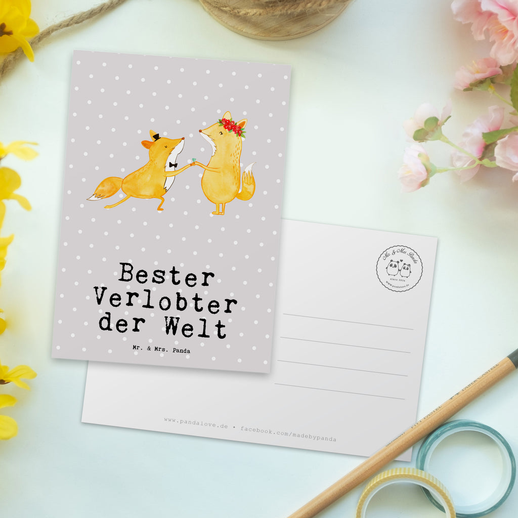 Postkarte Fuchs Bester Verlobter der Welt Geschenkkarte, Grußkarte, Karte, Einladung, Ansichtskarte, Geburtstagskarte, Einladungskarte, für, Dankeschön, Geschenk, Schenken, Geburtstag, Geburtstagsgeschenk, Geschenkidee, Danke, Bedanken, Mitbringsel, Freude machen, Geschenktipp, Verlobter, Verloben, Verlobung, Traummann, Mann, Freund, Ehemann, Zukünftiger, Hochzeit, Ehe