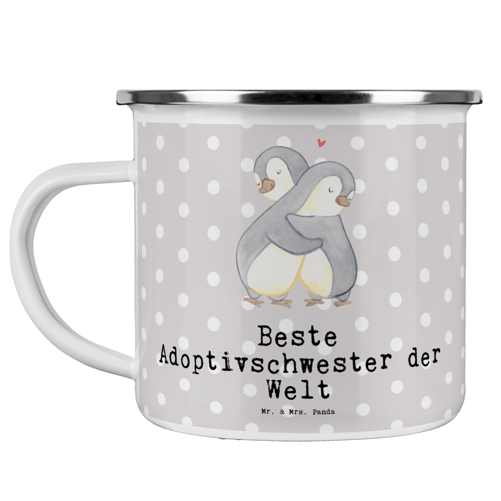 Camping Emaille Tasse Pinguin Beste Adoptivschwester der Welt Campingtasse, Trinkbecher, Metalltasse, Outdoor Tasse, Emaille Trinkbecher, Blechtasse Outdoor, Emaille Campingbecher, Edelstahl Trinkbecher, Metalltasse für Camping, Kaffee Blechtasse, Camping Tasse Metall, für, Dankeschön, Geschenk, Schenken, Geburtstag, Geburtstagsgeschenk, Geschenkidee, Danke, Bedanken, Mitbringsel, Freude machen, Geschenktipp, Adoptivschwester, Adoptiv, adoptiert, Schwester, Geschwister, Schwesterherz, Sister, Familie, Kleinigkeit, Beste, Tochter