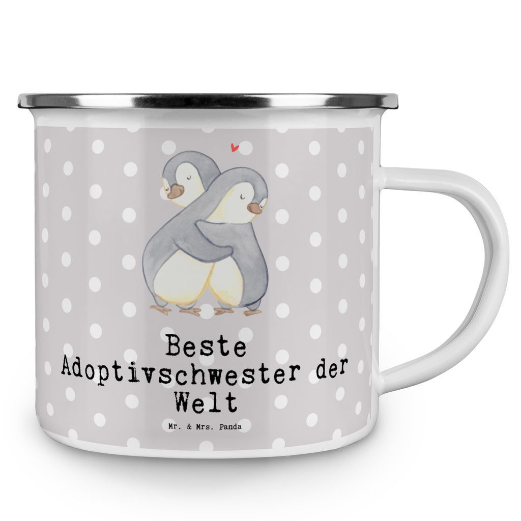 Camping Emaille Tasse Pinguin Beste Adoptivschwester der Welt Campingtasse, Trinkbecher, Metalltasse, Outdoor Tasse, Emaille Trinkbecher, Blechtasse Outdoor, Emaille Campingbecher, Edelstahl Trinkbecher, Metalltasse für Camping, Kaffee Blechtasse, Camping Tasse Metall, für, Dankeschön, Geschenk, Schenken, Geburtstag, Geburtstagsgeschenk, Geschenkidee, Danke, Bedanken, Mitbringsel, Freude machen, Geschenktipp, Adoptivschwester, Adoptiv, adoptiert, Schwester, Geschwister, Schwesterherz, Sister, Familie, Kleinigkeit, Beste, Tochter