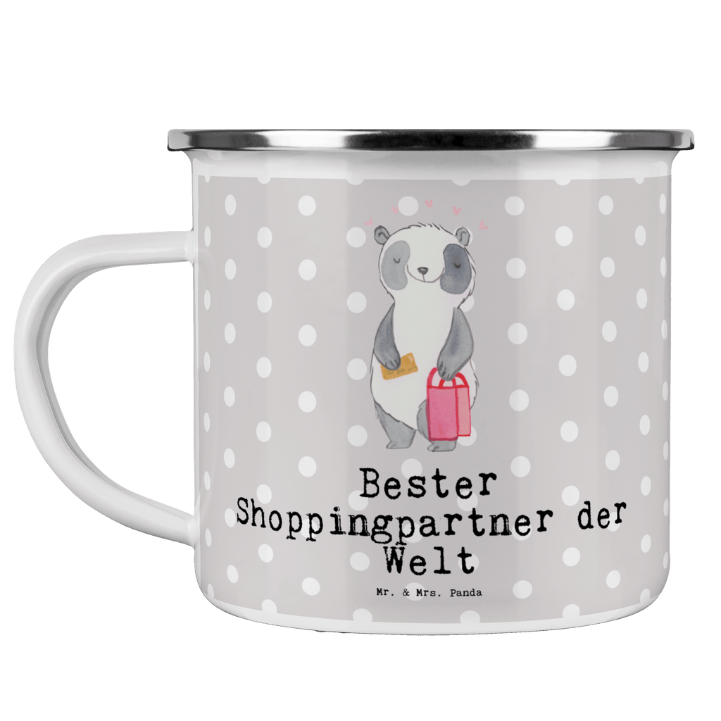 Camping Emaille Tasse Panda Bester Shoppingpartner der Welt Campingtasse, Trinkbecher, Metalltasse, Outdoor Tasse, Emaille Trinkbecher, Blechtasse Outdoor, Emaille Campingbecher, Edelstahl Trinkbecher, Metalltasse für Camping, Kaffee Blechtasse, Camping Tasse Metall, für, Dankeschön, Geschenk, Schenken, Geburtstag, Geburtstagsgeschenk, Geschenkidee, Danke, Bedanken, Mitbringsel, Freude machen, Geschenktipp, Shoppingpartner, Shoppen, Begleitung, Partner, Freundin, Freund, bff, Shopping, Einkaufen, Shopping-Queen, Queen, Bester