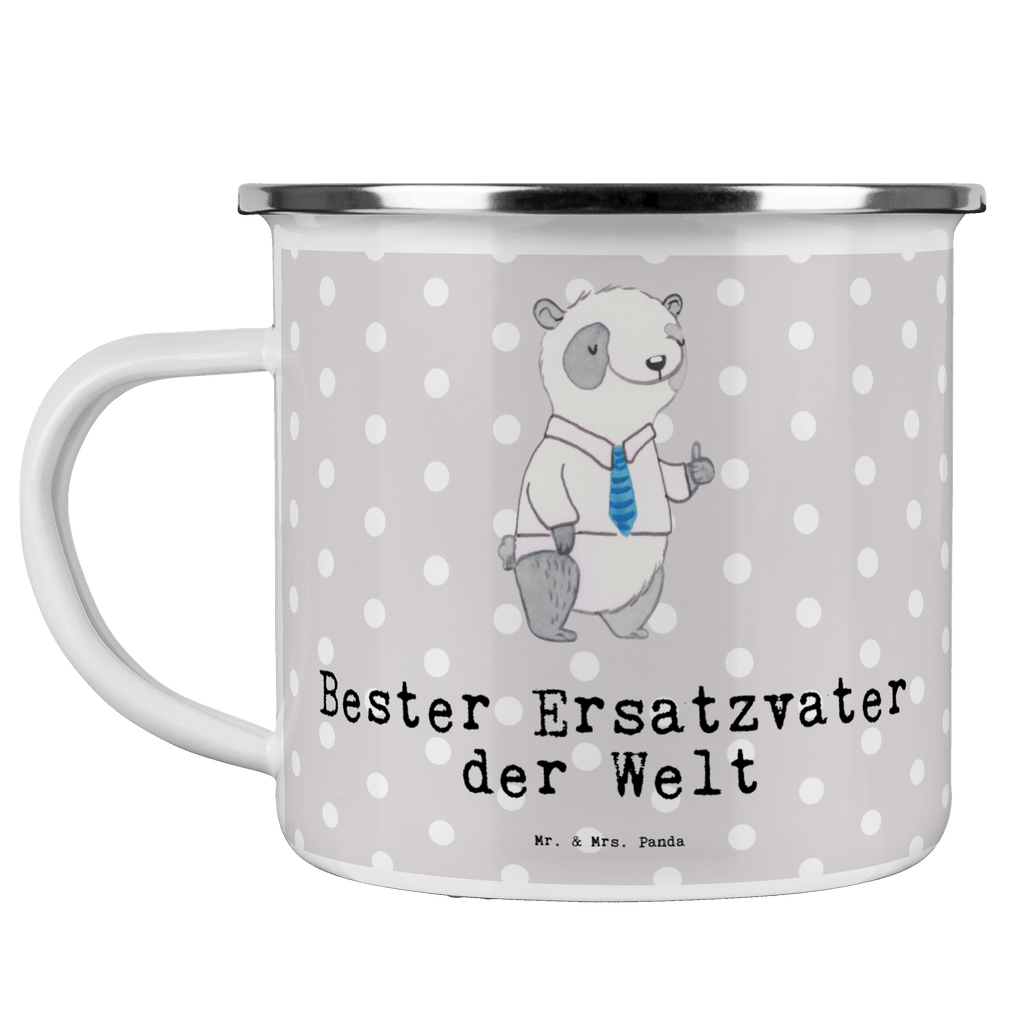 Camping Emaille Tasse Panda Bester Ersatzvater der Welt Campingtasse, Trinkbecher, Metalltasse, Outdoor Tasse, Emaille Trinkbecher, Blechtasse Outdoor, Emaille Campingbecher, Edelstahl Trinkbecher, Metalltasse für Camping, Kaffee Blechtasse, Camping Tasse Metall, für, Dankeschön, Geschenk, Schenken, Geburtstag, Geburtstagsgeschenk, Geschenkidee, Danke, Bedanken, Mitbringsel, Freude machen, Geschenktipp, Bester, Ersatzvater, Ersatz, zweiter, Vater, Papa, Dad, Daddy, Paps, Papi, Vati, Eltern, Geschenk Vater, Mann, Familie, Kleinigkeit