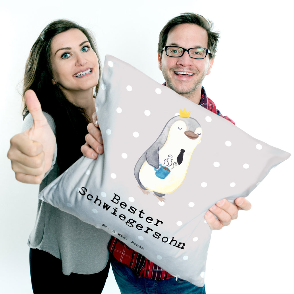 40x40 Kissen Pinguin Bester Schwiegersohn Kissenhülle, Kopfkissen, Sofakissen, Dekokissen, Motivkissen, für, Dankeschön, Geschenk, Schenken, Geburtstag, Geburtstagsgeschenk, Geschenkidee, Danke, Bedanken, Mitbringsel, Freude machen, Geschenktipp, Schwiegersohn, Tochter, Ehefrau des Sohns, Frau, angeheiratet, Hochzeit, Heirat