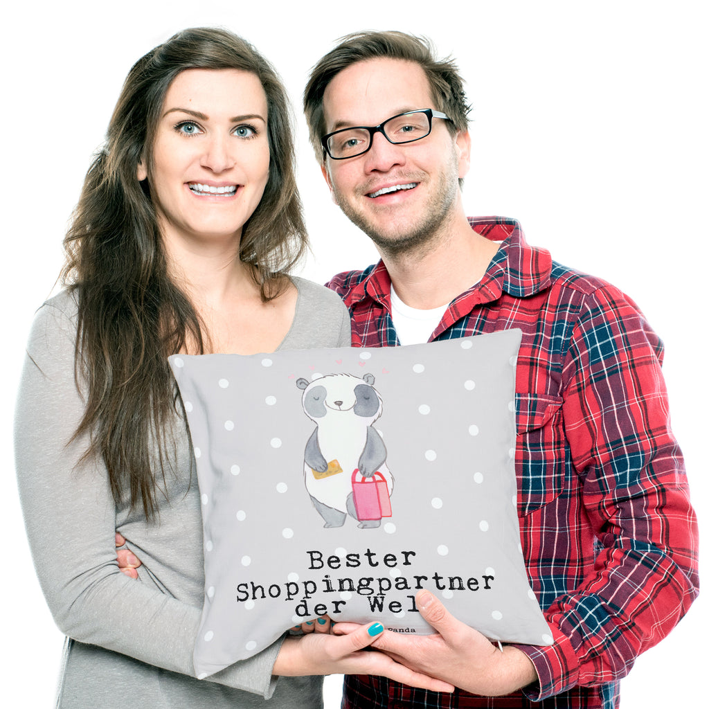 40x40 Kissen Panda Bester Shoppingpartner der Welt Kissenhülle, Kopfkissen, Sofakissen, Dekokissen, Motivkissen, für, Dankeschön, Geschenk, Schenken, Geburtstag, Geburtstagsgeschenk, Geschenkidee, Danke, Bedanken, Mitbringsel, Freude machen, Geschenktipp, Shoppingpartner, Shoppen, Begleitung, Partner, Freundin, Freund, bff, Shopping, Einkaufen, Shopping-Queen, Queen, Bester