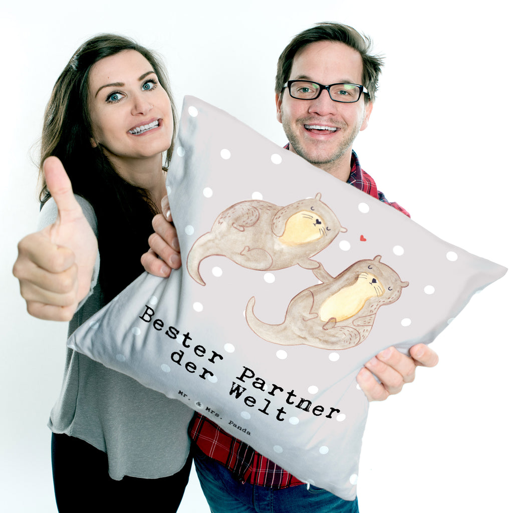 40x40 Kissen Otter Bester Partner der Welt Kissenhülle, Kopfkissen, Sofakissen, Dekokissen, Motivkissen, für, Dankeschön, Geschenk, Schenken, Geburtstag, Geburtstagsgeschenk, Geschenkidee, Danke, Bedanken, Mitbringsel, Freude machen, Geschenktipp, Partner, Ehepartner, Mann, Frau, Ehefrau, Ehemann. Freundin, Freund, Lebensgefährte, Paar, Liebe