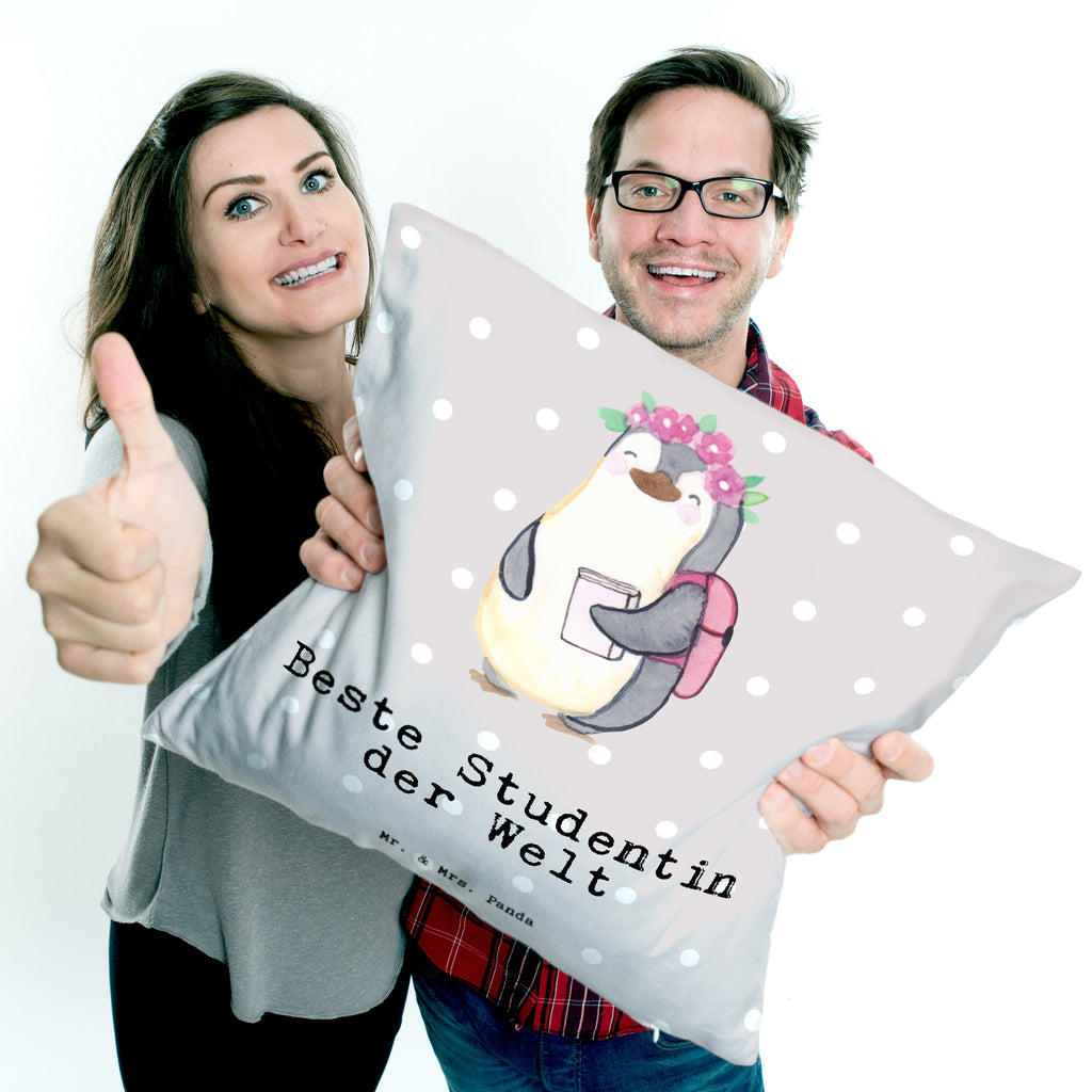 40x40 Kissen Pinguin Beste Studentin der Welt Kissenhülle, Kopfkissen, Sofakissen, Dekokissen, Motivkissen, für, Dankeschön, Geschenk, Schenken, Geburtstag, Geburtstagsgeschenk, Geschenkidee, Danke, Bedanken, Mitbringsel, Freude machen, Geschenktipp, Studentin, Studium, Tochter, Spaß, Musterschülerin, lustig, Studienabschluss, witzig, Universität, Abschluss, Alumni, Uni, Studenten, Hochschule