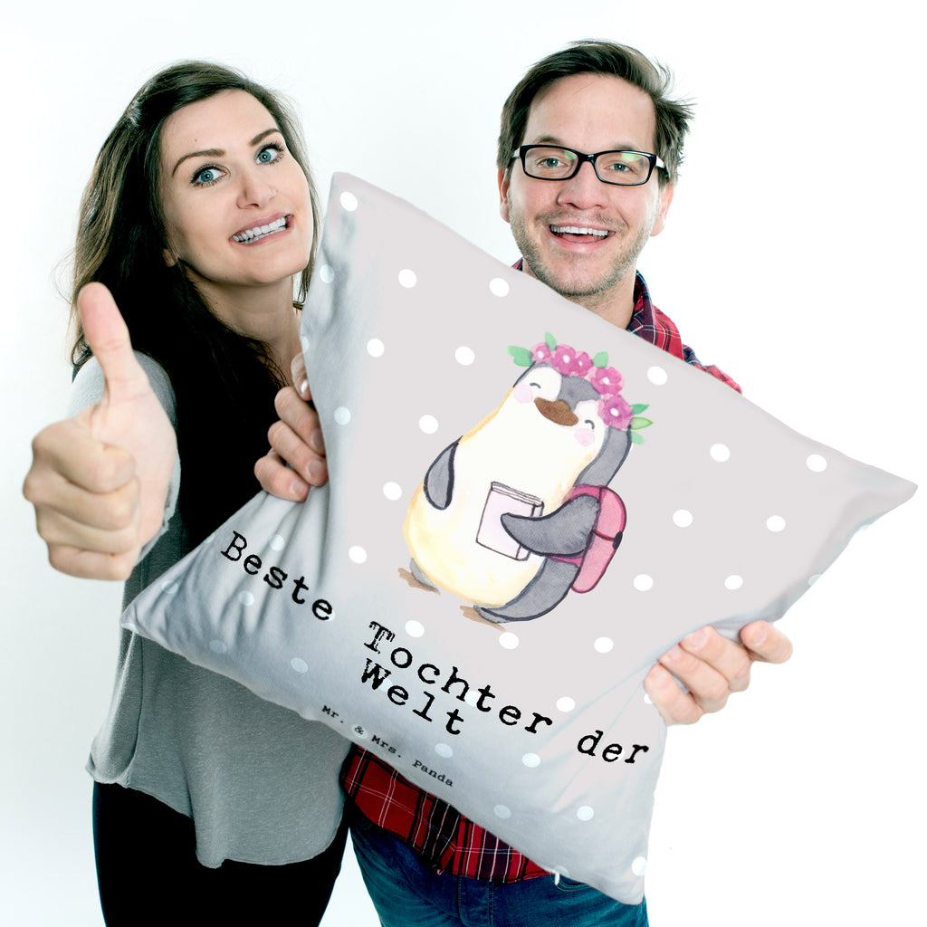 40x40 Kissen Pinguin Beste Tochter der Welt Kissenhülle, Kopfkissen, Sofakissen, Dekokissen, Motivkissen, für, Dankeschön, Geschenk, Schenken, Geburtstag, Geburtstagsgeschenk, Geschenkidee, Danke, Bedanken, Mitbringsel, Freude machen, Geschenktipp, Tochter, Töchter, Töchterchen, Geburt, Kleine, Mutter, Vater, Kind, Kinder, Familie, Belohnung