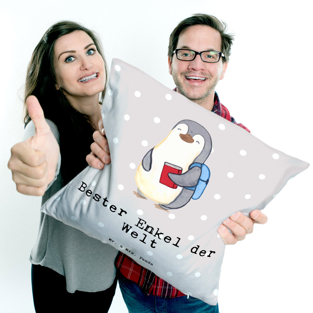 40x40 Kissen Pinguin Bester Enkel der Welt Kissenhülle, Kopfkissen, Sofakissen, Dekokissen, Motivkissen, für, Dankeschön, Geschenk, Schenken, Geburtstag, Geburtstagsgeschenk, Geschenkidee, Danke, Bedanken, Mitbringsel, Freude machen, Geschenktipp, Enkel, Enkelkind, Enkelsohn, Oma, Opa, Kind von Tochter, Kind von Sohn, Taufe, Großsohn
