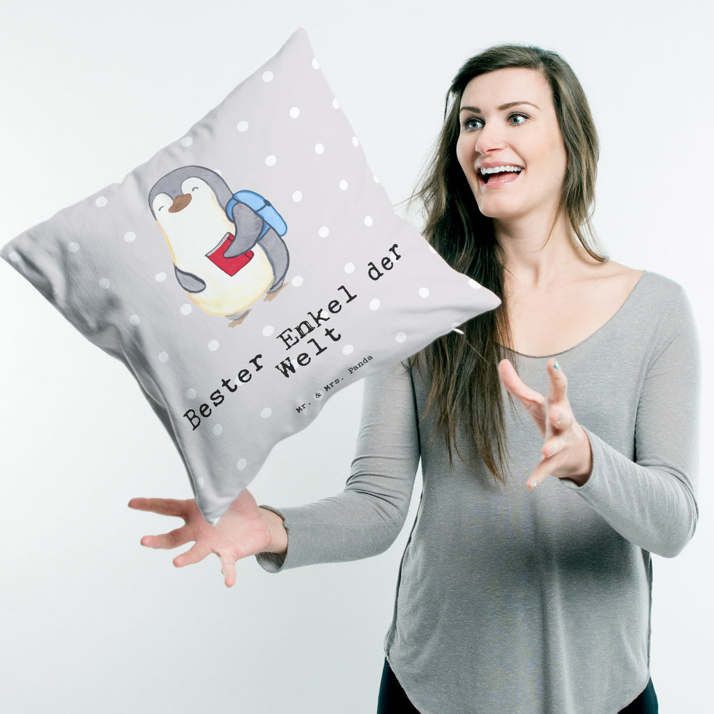 40x40 Kissen Pinguin Bester Enkel der Welt Kissenhülle, Kopfkissen, Sofakissen, Dekokissen, Motivkissen, für, Dankeschön, Geschenk, Schenken, Geburtstag, Geburtstagsgeschenk, Geschenkidee, Danke, Bedanken, Mitbringsel, Freude machen, Geschenktipp, Enkel, Enkelkind, Enkelsohn, Oma, Opa, Kind von Tochter, Kind von Sohn, Taufe, Großsohn