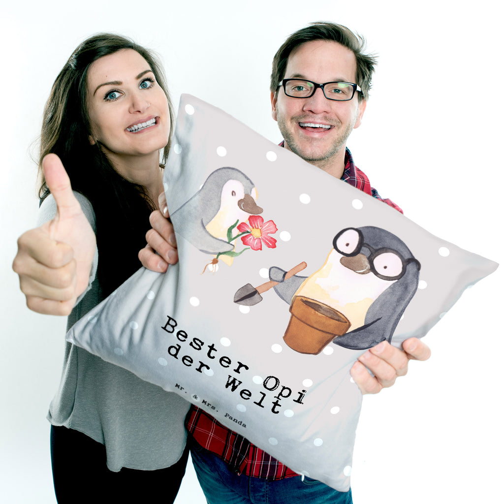 40x40 Kissen Pinguin Bester Opi der Welt Kissenhülle, Kopfkissen, Sofakissen, Dekokissen, Motivkissen, für, Dankeschön, Geschenk, Schenken, Geburtstag, Geburtstagsgeschenk, Geschenkidee, Danke, Bedanken, Mitbringsel, Freude machen, Geschenktipp, Großvater, Grossvater, Opa, Opi. Großpapa, Großeltern, Nichte, Neffe, Kleinigkeit, Oppa, Oppi, Bester