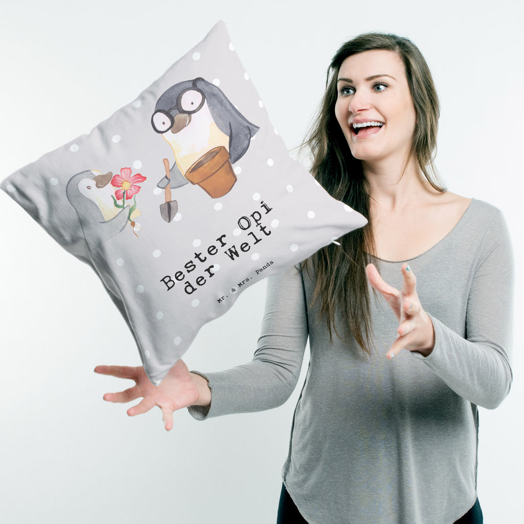 40x40 Kissen Pinguin Bester Opi der Welt Kissenhülle, Kopfkissen, Sofakissen, Dekokissen, Motivkissen, für, Dankeschön, Geschenk, Schenken, Geburtstag, Geburtstagsgeschenk, Geschenkidee, Danke, Bedanken, Mitbringsel, Freude machen, Geschenktipp, Großvater, Grossvater, Opa, Opi. Großpapa, Großeltern, Nichte, Neffe, Kleinigkeit, Oppa, Oppi, Bester