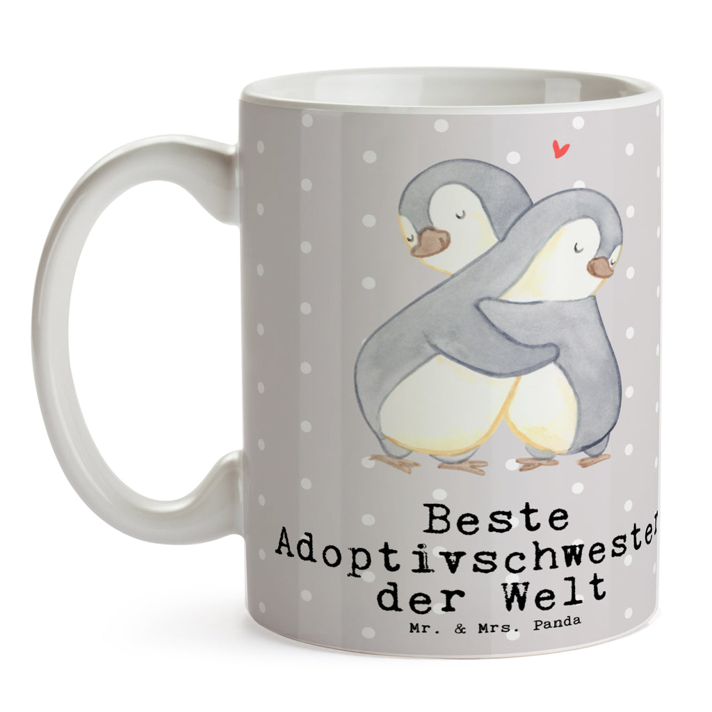 Tasse Pinguin Beste Adoptivschwester der Welt Becher, Kaffeetasse, Kaffeebecher, Tee, Frühstück, Büro, für, Dankeschön, Geschenk, Schenken, Geburtstag, Geburtstagsgeschenk, Geschenkidee, Danke, Bedanken, Mitbringsel, Freude machen, Geschenktipp, Adoptivschwester, Adoptiv, adoptiert, Schwester, Geschwister, Schwesterherz, Sister, Familie, Kleinigkeit, Beste, Tochter