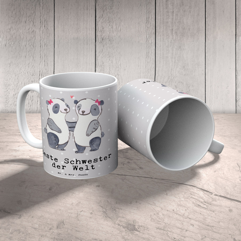 Tasse Panda Beste Schwester der Welt Becher, Kaffeetasse, Kaffeebecher, Tee, Frühstück, Büro, für, Dankeschön, Geschenk, Schenken, Geburtstag, Geburtstagsgeschenk, Geschenkidee, Danke, Bedanken, Mitbringsel, Freude machen, Geschenktipp, Schwestern, Schwester, Geschwister, Schwesterherz, Sister, Familie, Kleinigkeit, Beste, Tochter, Liebe, Kinder