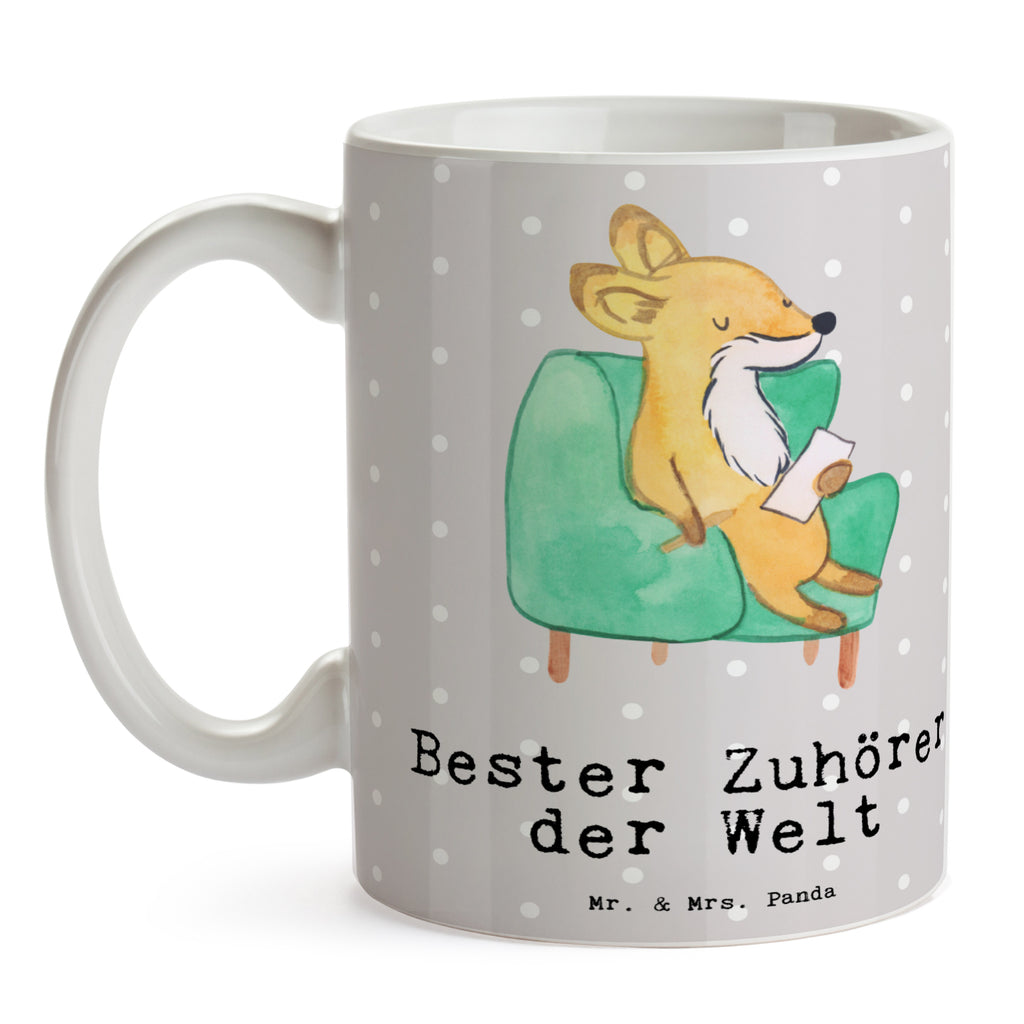 Tasse Fuchs Bester Zuhörer der Welt Becher, Kaffeetasse, Kaffeebecher, Tee, Frühstück, Büro, für, Dankeschön, Geschenk, Schenken, Geburtstag, Geburtstagsgeschenk, Geschenkidee, Danke, Bedanken, Mitbringsel, Freude machen, Geschenktipp, Zuhörer, Freund, Freundin, offenes Ohr, Hilfsbereit, Hilfe