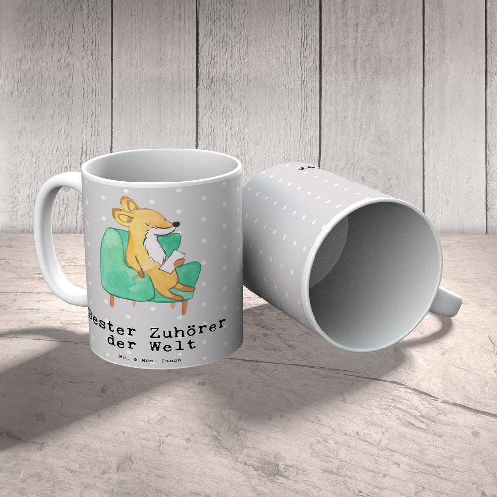 Tasse Fuchs Bester Zuhörer der Welt Becher, Kaffeetasse, Kaffeebecher, Tee, Frühstück, Büro, für, Dankeschön, Geschenk, Schenken, Geburtstag, Geburtstagsgeschenk, Geschenkidee, Danke, Bedanken, Mitbringsel, Freude machen, Geschenktipp, Zuhörer, Freund, Freundin, offenes Ohr, Hilfsbereit, Hilfe