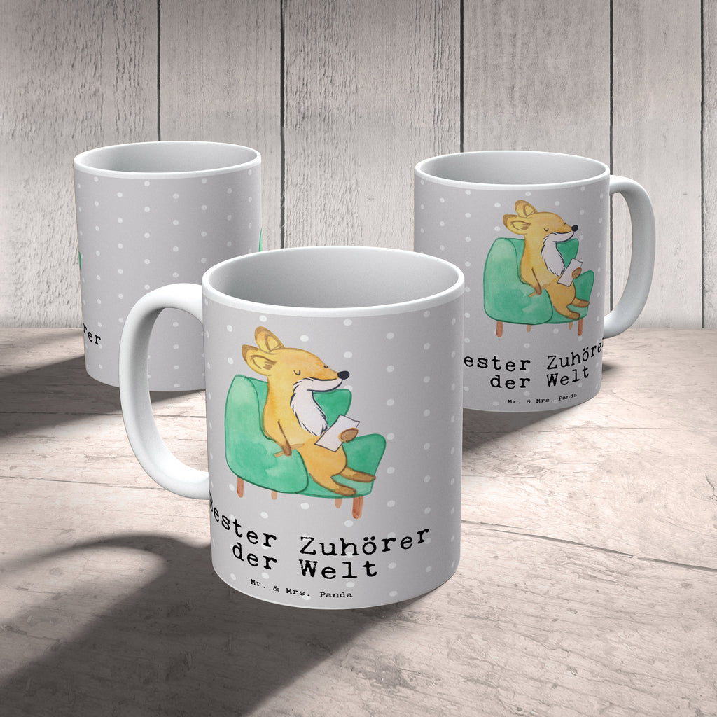 Tasse Fuchs Bester Zuhörer der Welt Becher, Kaffeetasse, Kaffeebecher, Tee, Frühstück, Büro, für, Dankeschön, Geschenk, Schenken, Geburtstag, Geburtstagsgeschenk, Geschenkidee, Danke, Bedanken, Mitbringsel, Freude machen, Geschenktipp, Zuhörer, Freund, Freundin, offenes Ohr, Hilfsbereit, Hilfe